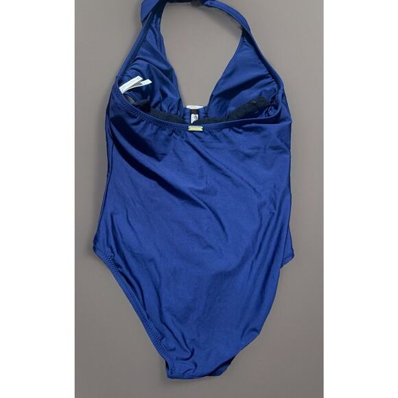 Helen Jon Swimsuit Size Small Navy Blue Halter Buckle Detail One piece NWOT - Picture 2 of 7